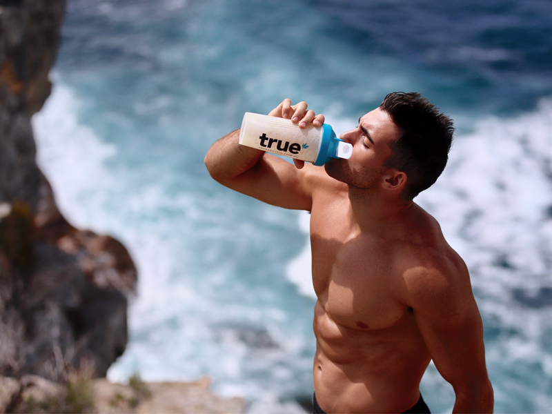 man drinking shake